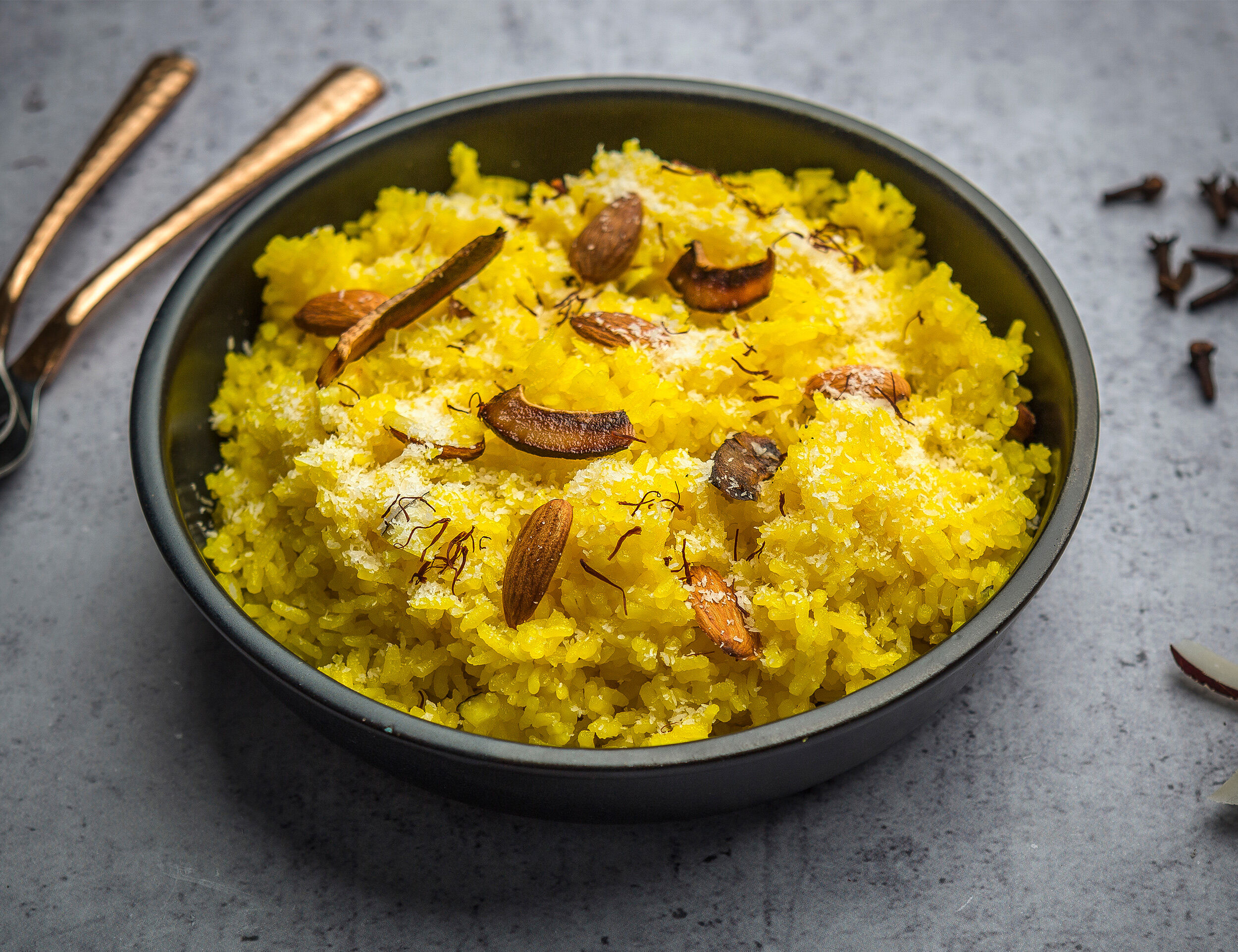 Sweet yellow rice (meethe chawal) prepared for Baisakhi