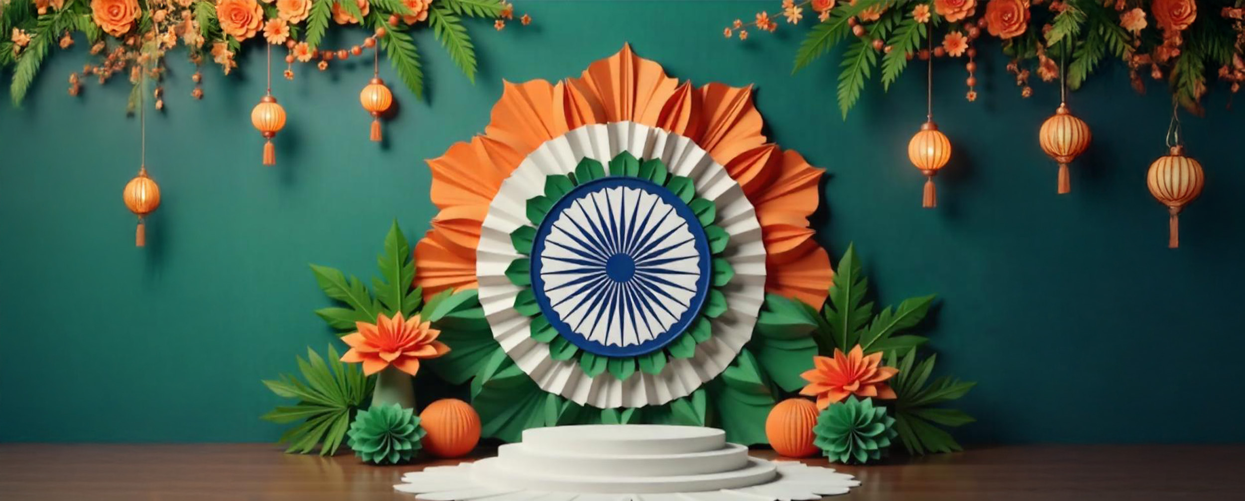 A hand made indian flag flower with paper A hand made indian flag flower with paper
